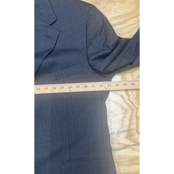 Brooks Brothers 346 Mens Dark Gray Pinstripe Wool Suit Jacket Sport Coat 44L - Picture 12 of 16